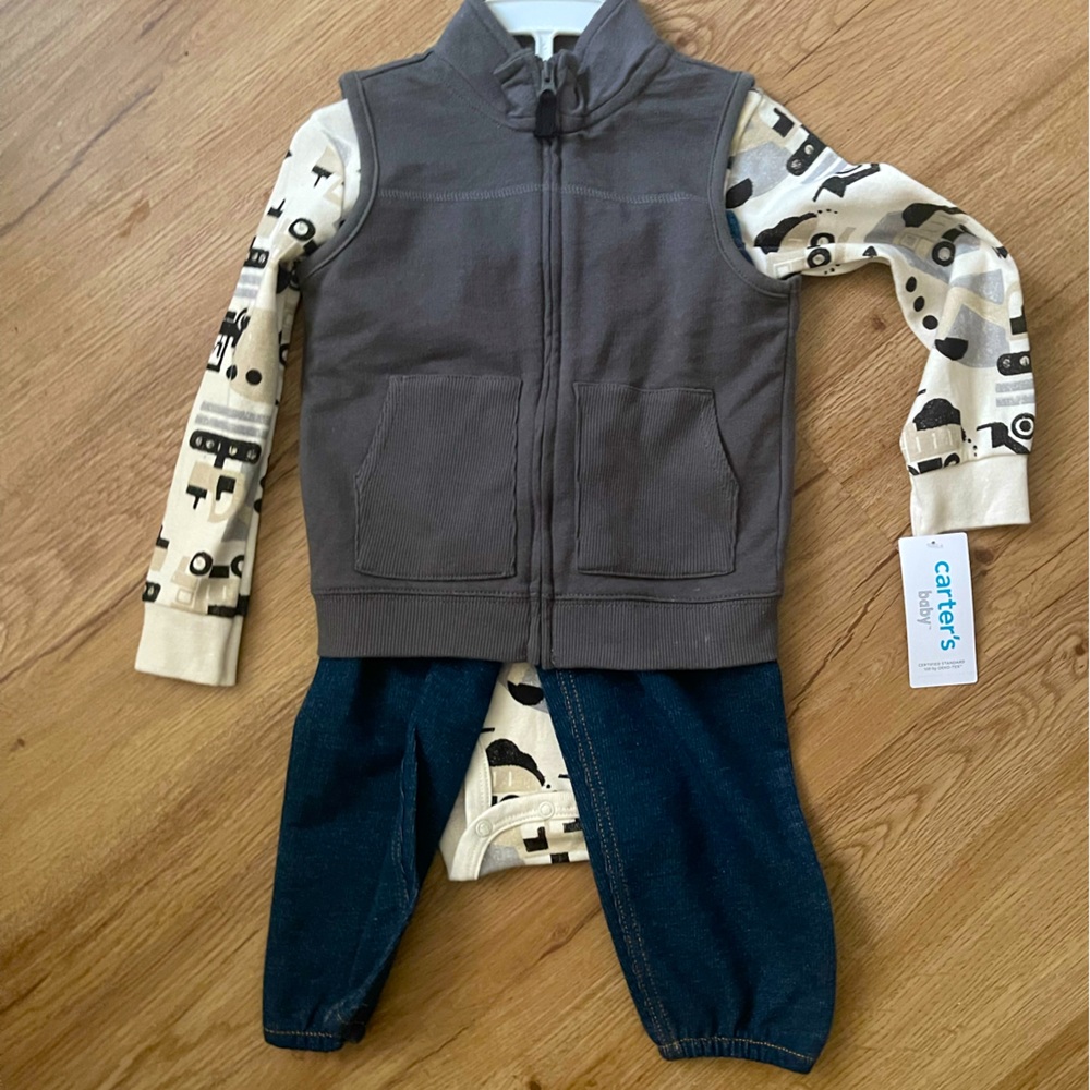 Carter 3 Piece Tractor, Jean, and Vest Set